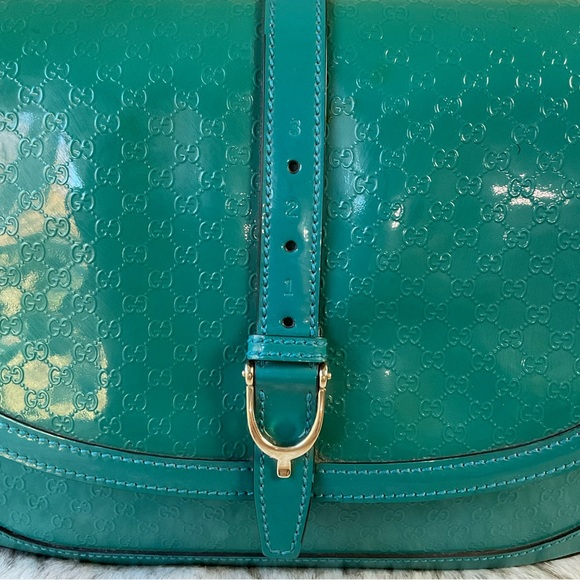 Gucci Teal Blue Microguccissima Patent Leather Crossbody Bag - Picture 7 of 15